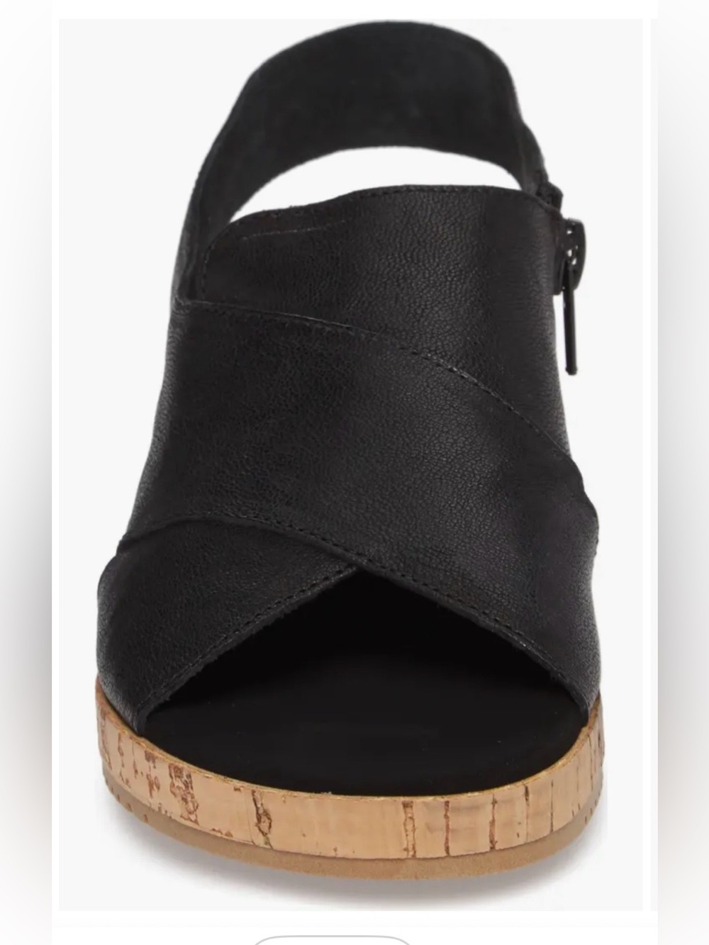 Sesto Meucci Black Leather Crisscross Slingback Cork Wedge Sandals
